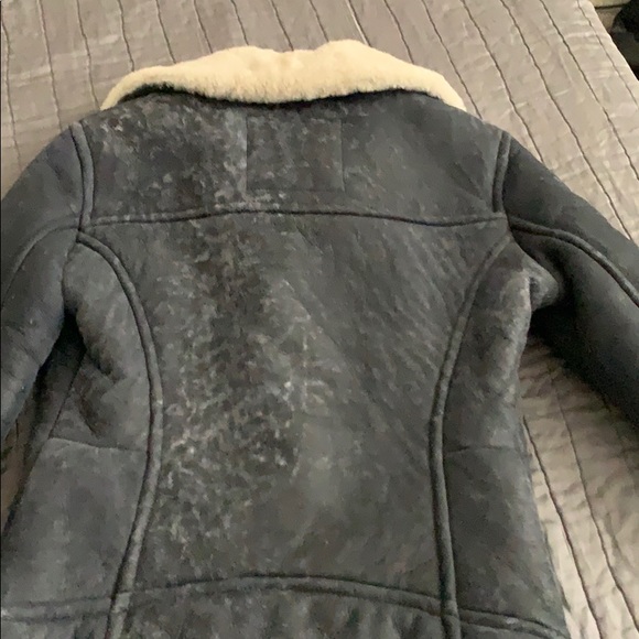 UGG distressed blue leather jacket sz xs - Picture 5 of 6